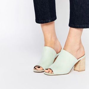 ASOS mint green block heel sandal mule